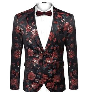 NWT COOFANDY Mens Floral Tuxedo Jackets Slim Fit Suit Blazer Jacket